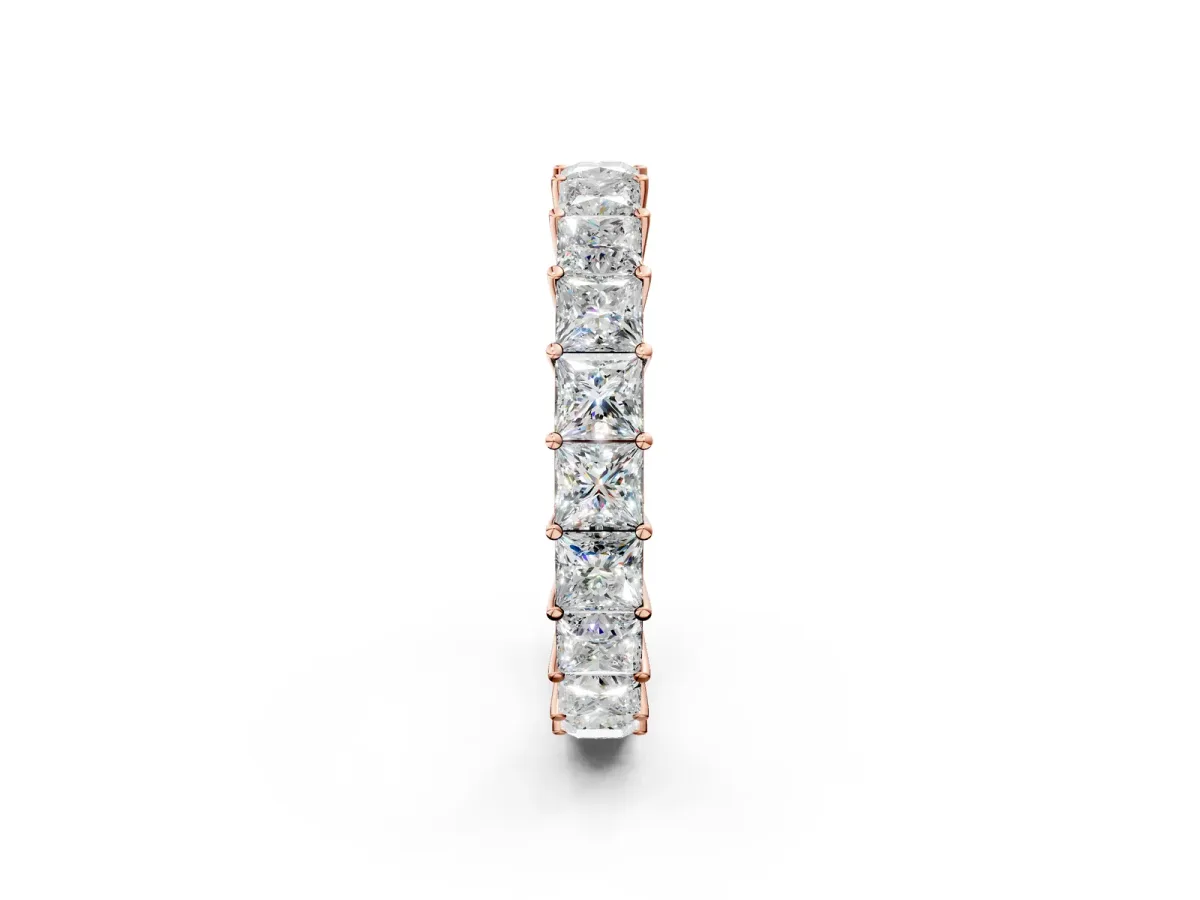 Princess Cut Eternity Band with Shared Prong Setting Rose gold