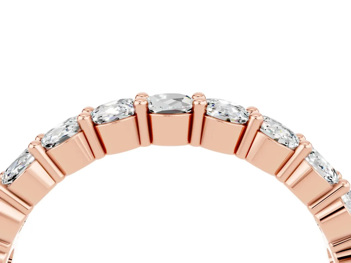 Round Moissanite Half Eternity Band with Prong Setting Rose gold