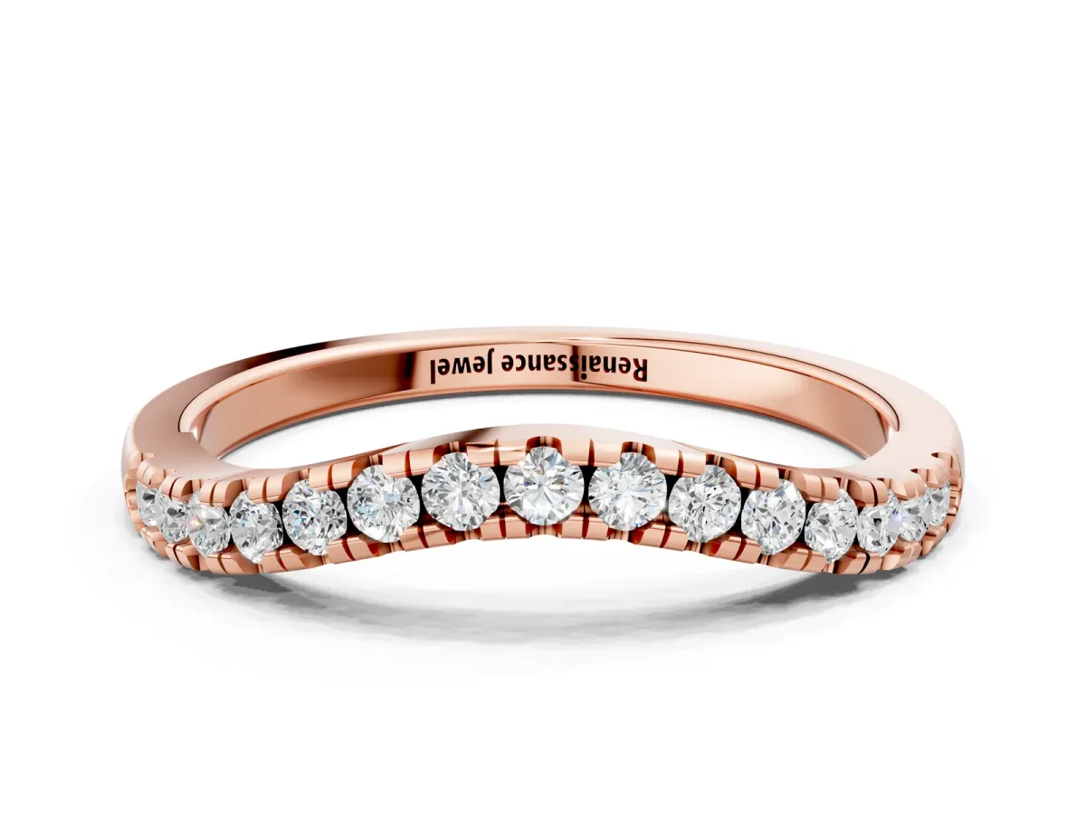 Diamond Pavé Curved Wedding Band Rose gold