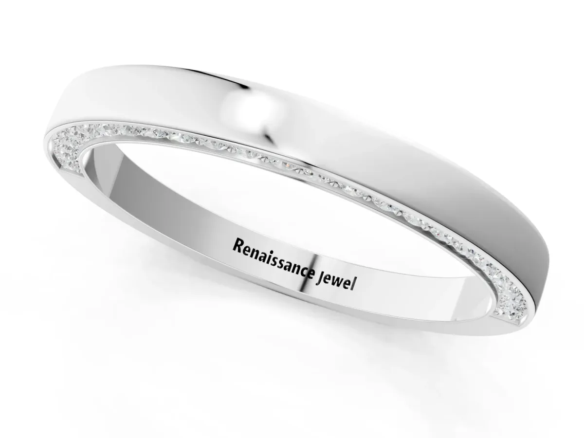 Pavé Round Diamond Channel Set Band Platinum