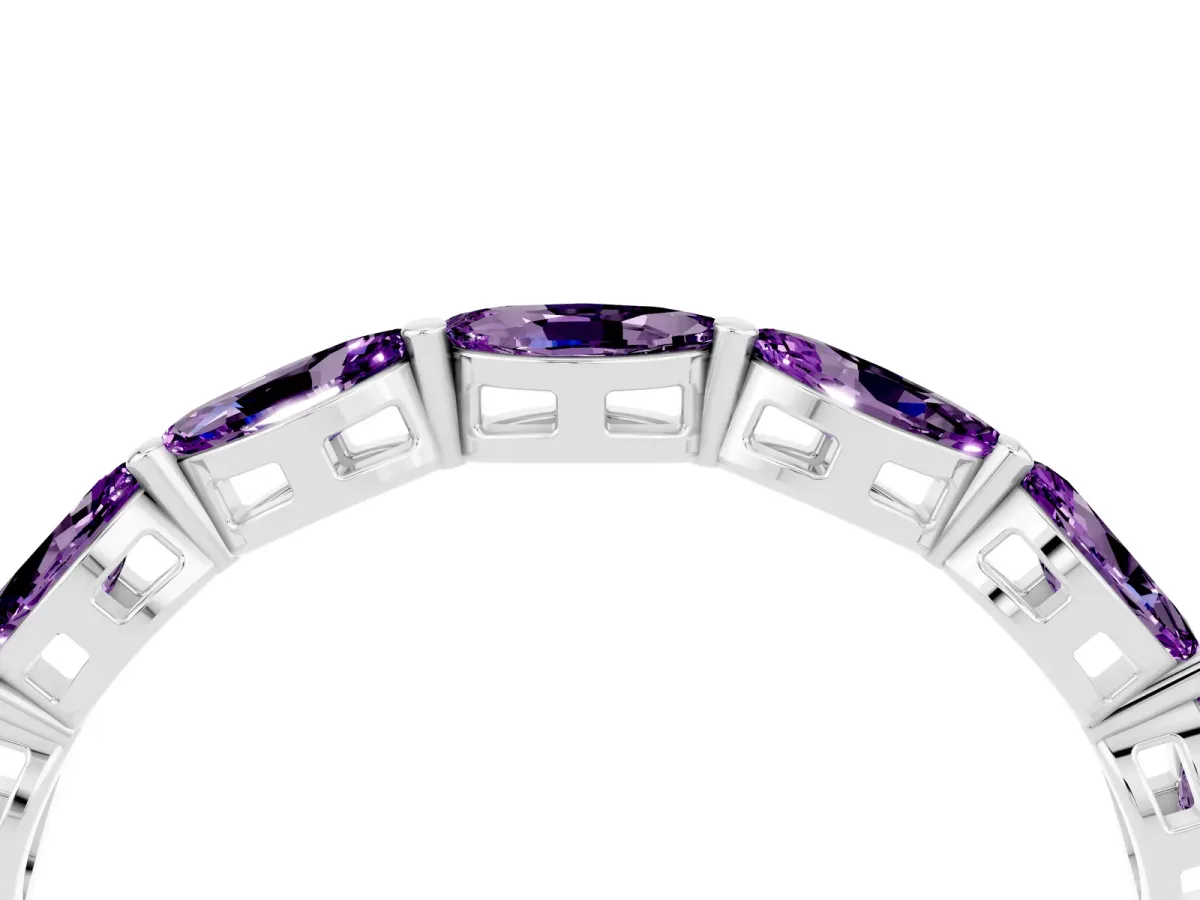 Marquise Amethyst Eternity Band with U-Prong Setting White gold