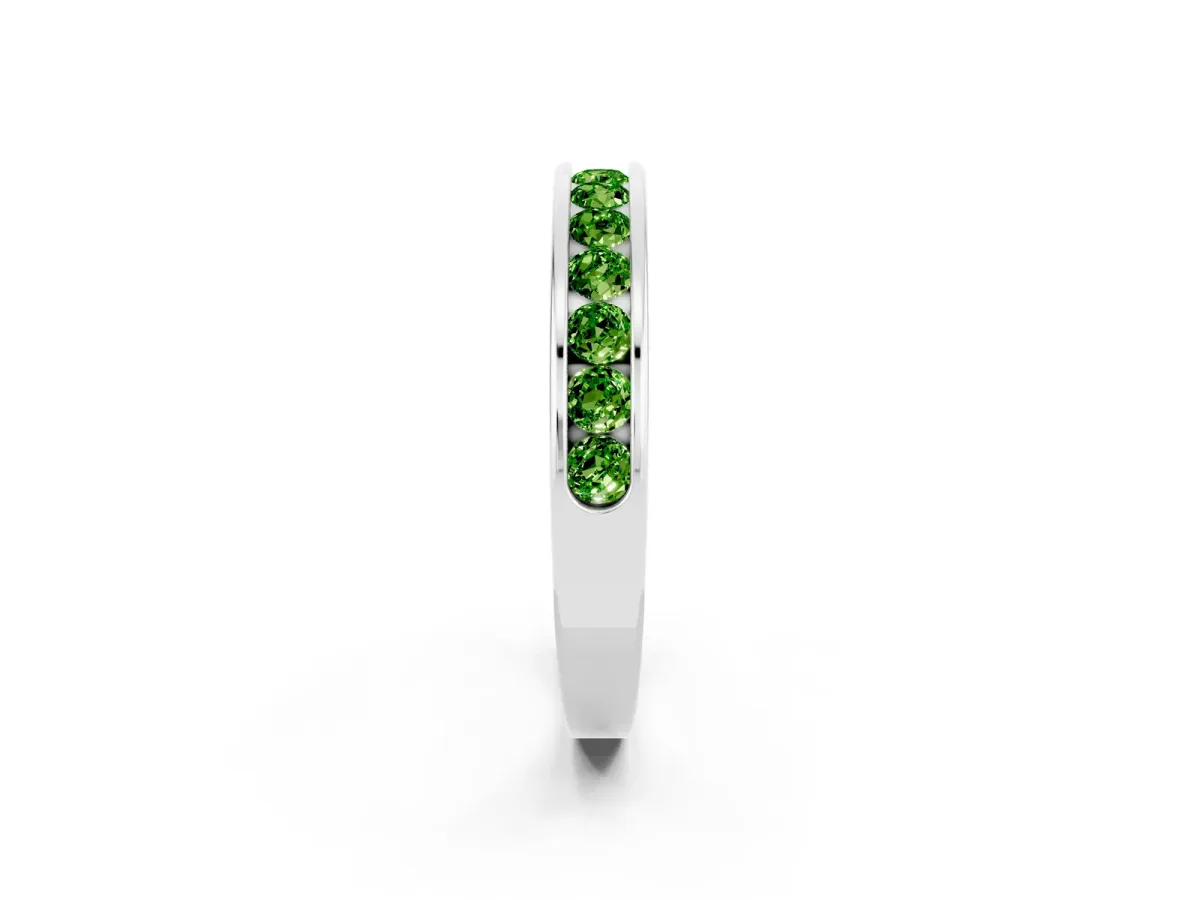 Channel Set Round Peridot Eternity Band White gold