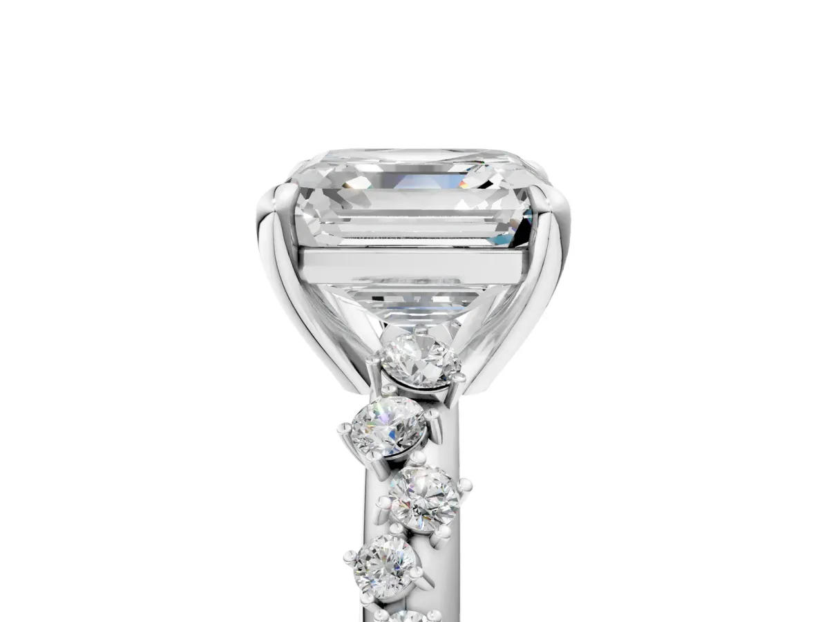 Asscher Cut Cut Diamond Vine Band with Four-Prong Setting Platinum