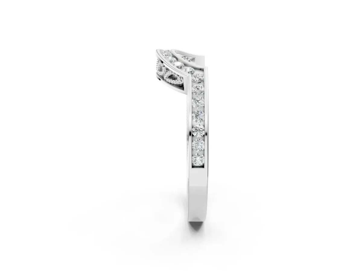 Round Channel-Set Diamond Contour Band Silver