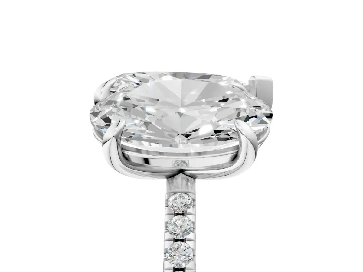 Oval and Pear Toi Moi Ring with Prong Setting and Micro Pave Band Platinum