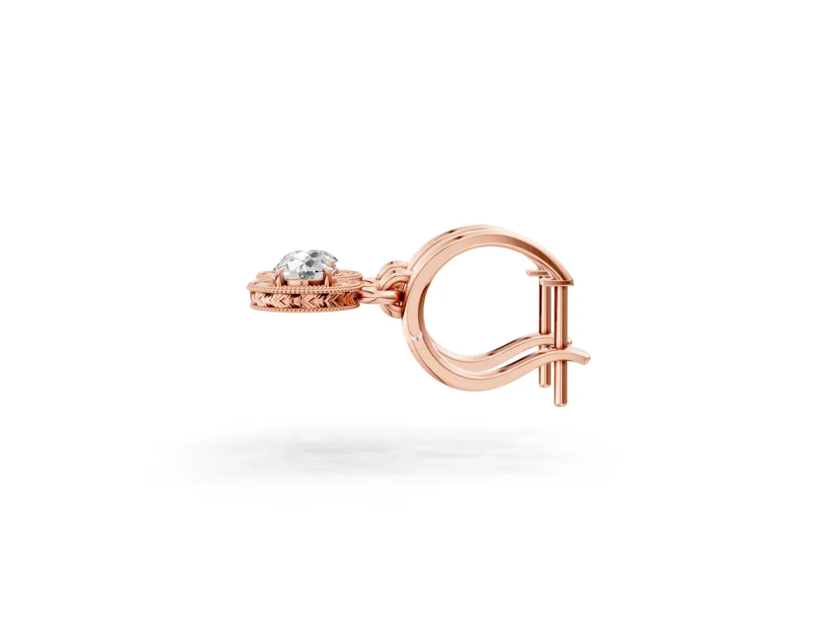 Round Cut Milgrain Bezel Set Leverback Earrings Rose gold
