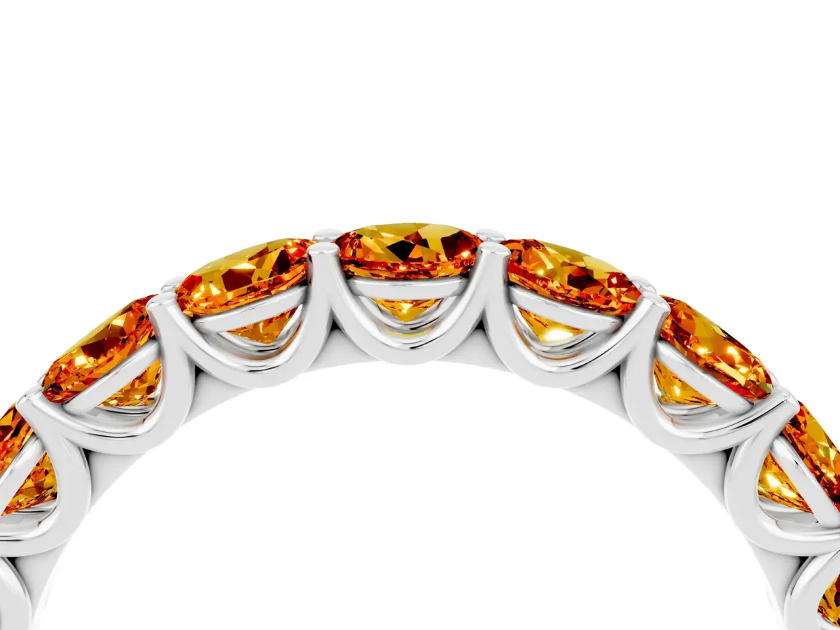 Round Citrine Shared Prong Eternity Band White gold