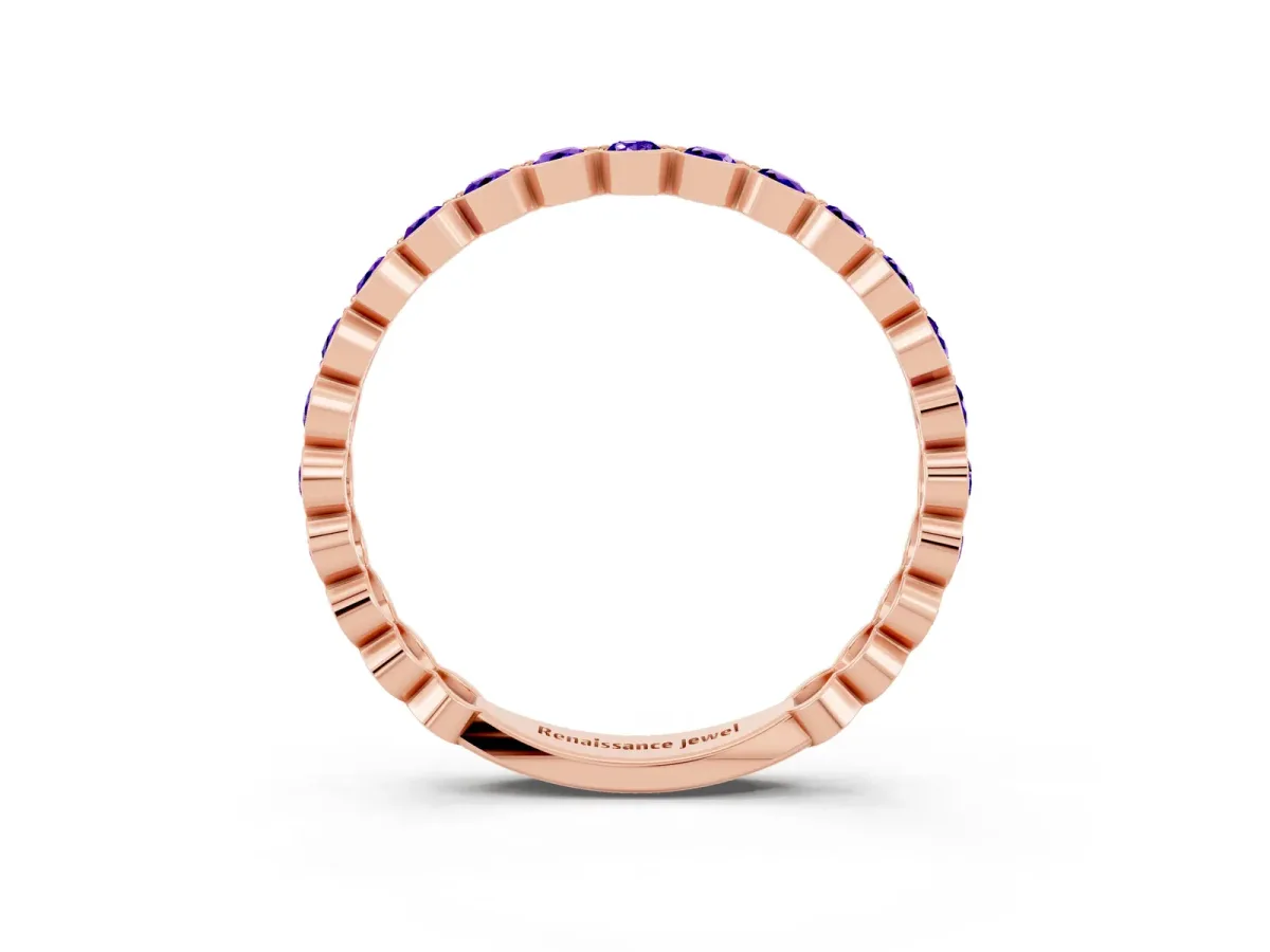 Round Tanzanite Bezel Set Eternity Band Rose gold