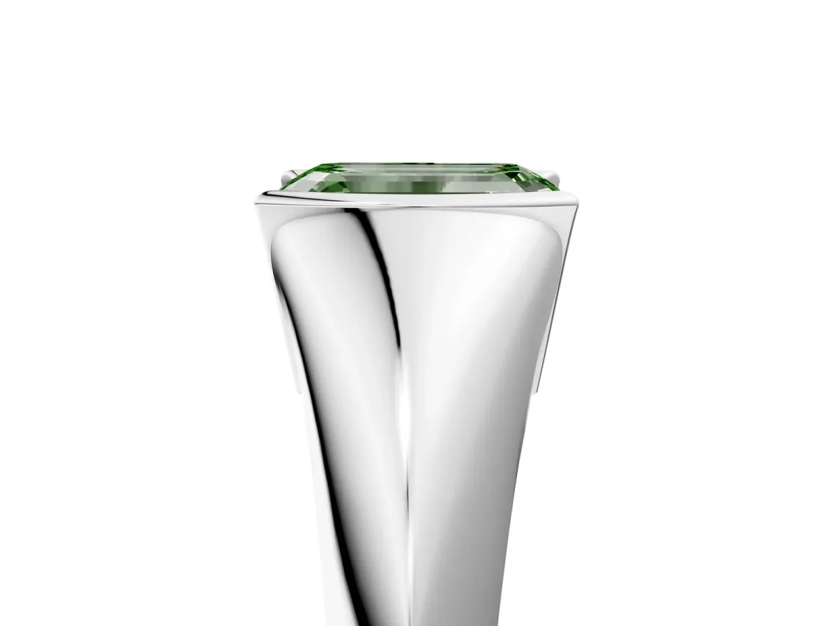 Fancy Green Emerald Cut Solitaire Tension Set Diamond Ring Platinum