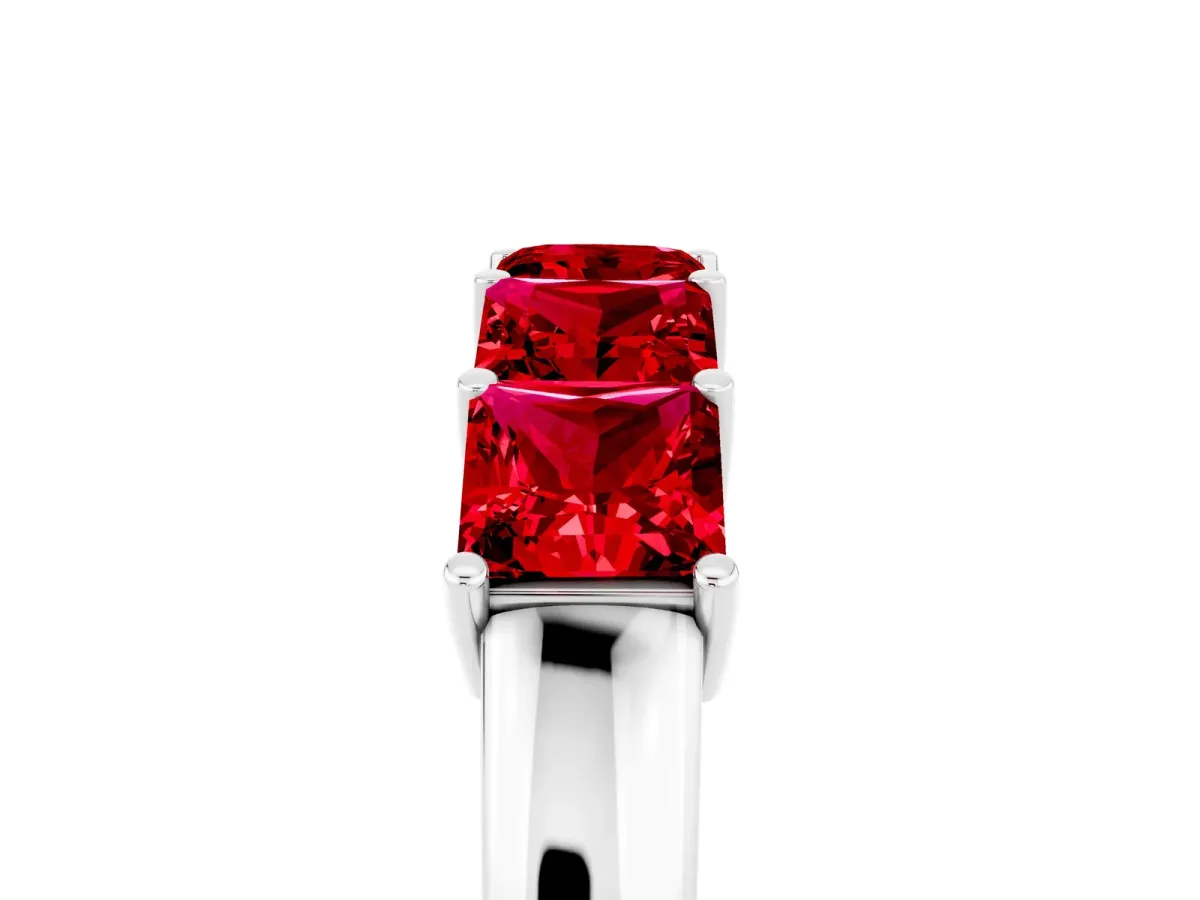 Princess Cut Five-Stone Ruby Band with Prong Setting Silver