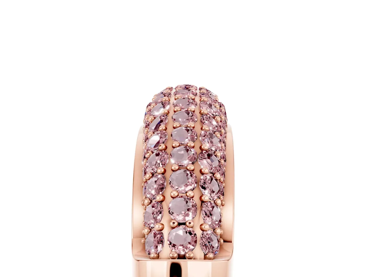 Three-Row Pavé Round Morganite Dome Band Rose gold