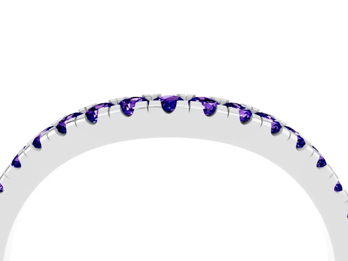 Tanzanite Pavé Curved Wedding Band Platinum