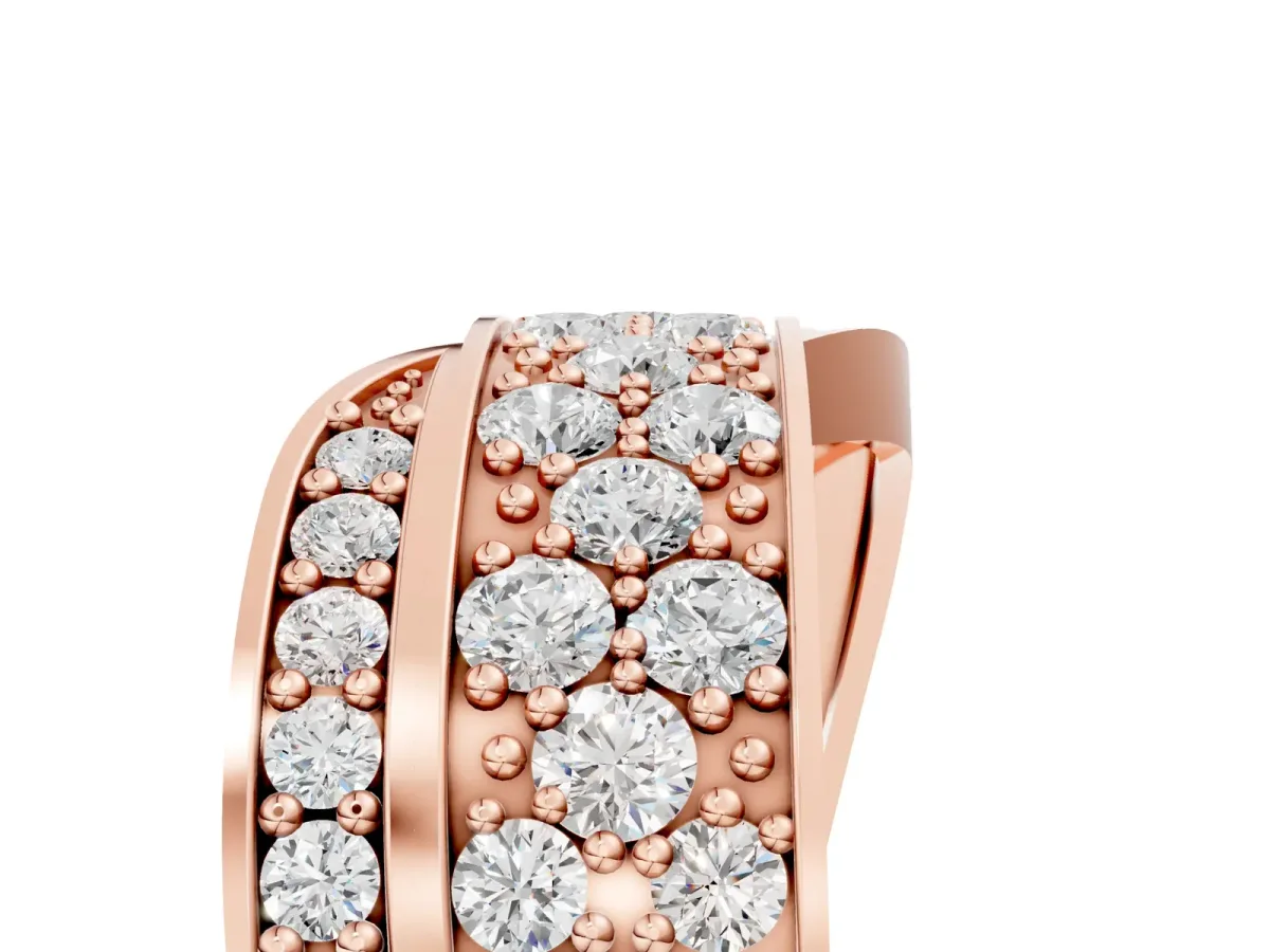 Pavé Round Diamond Crossover Band with Bead Prong Setting Rose gold