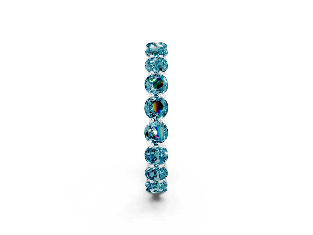 Round Blue Topaz Eternity Band with U-Prong Setting Silver