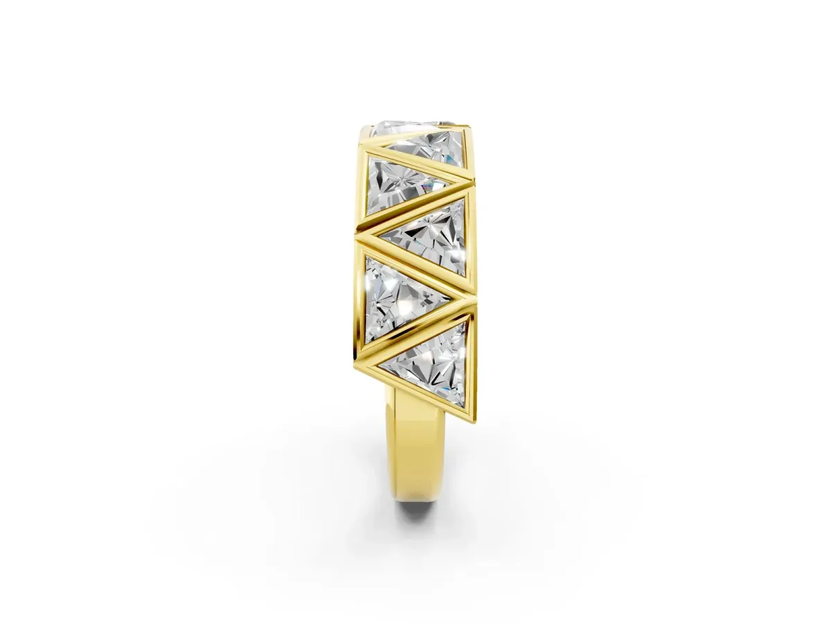 Triangle Diamond Geometric Mens Band Yellow gold