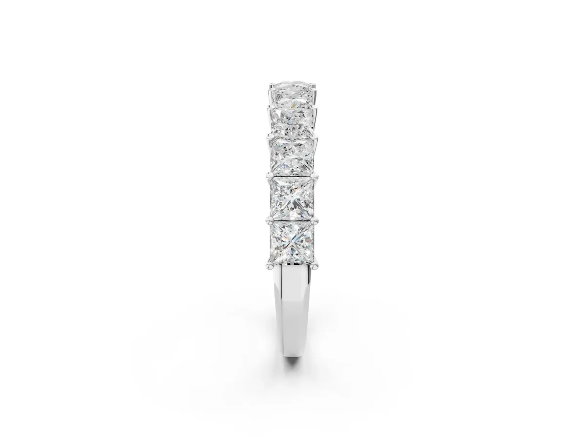 Princess Cut Half Eternity Band with Shared Prong Setting Platinum