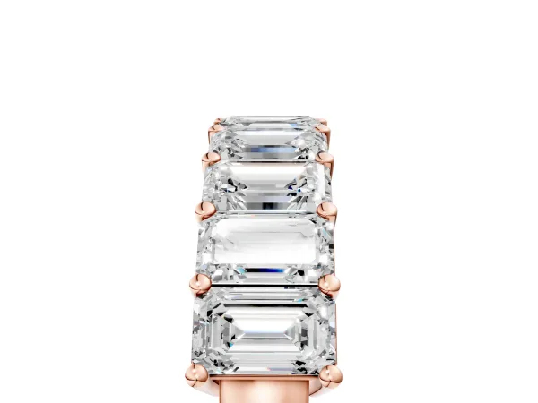 Emerald Cut Diamond Prong-Set Eternity Band Rose gold
