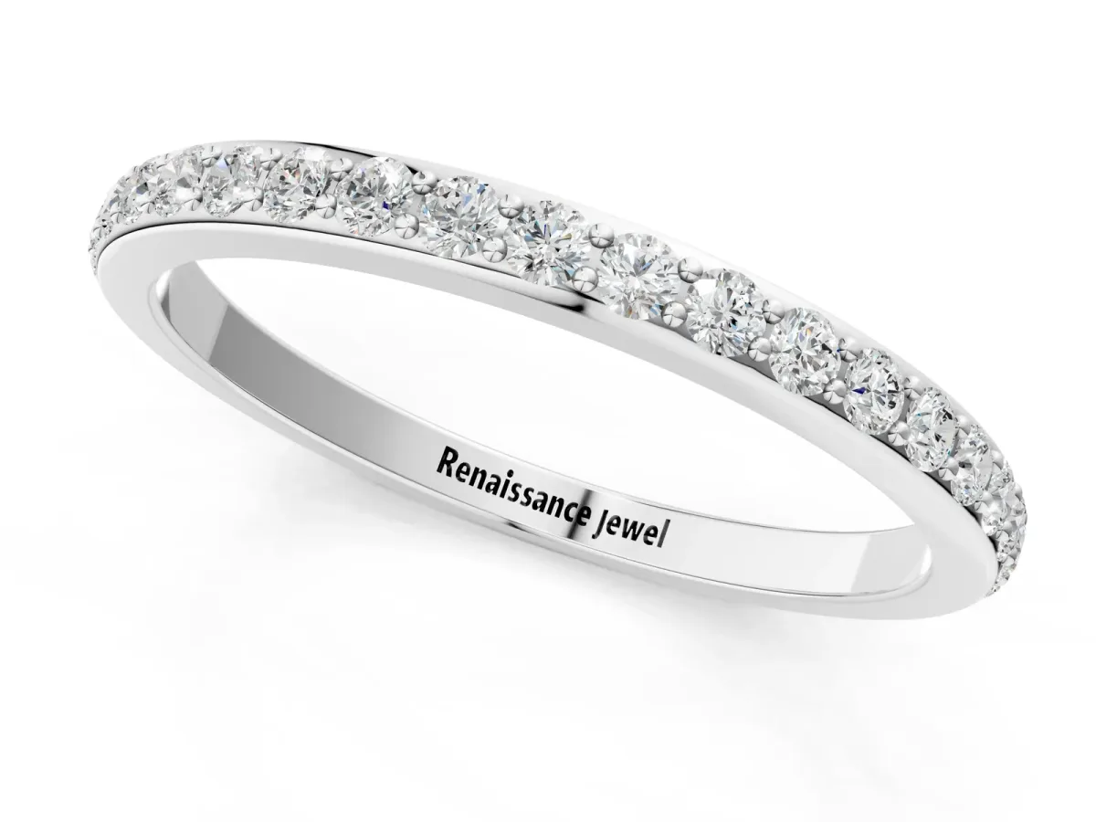Pavé Round Diamond Eternity Band with Shared Prong Setting Platinum