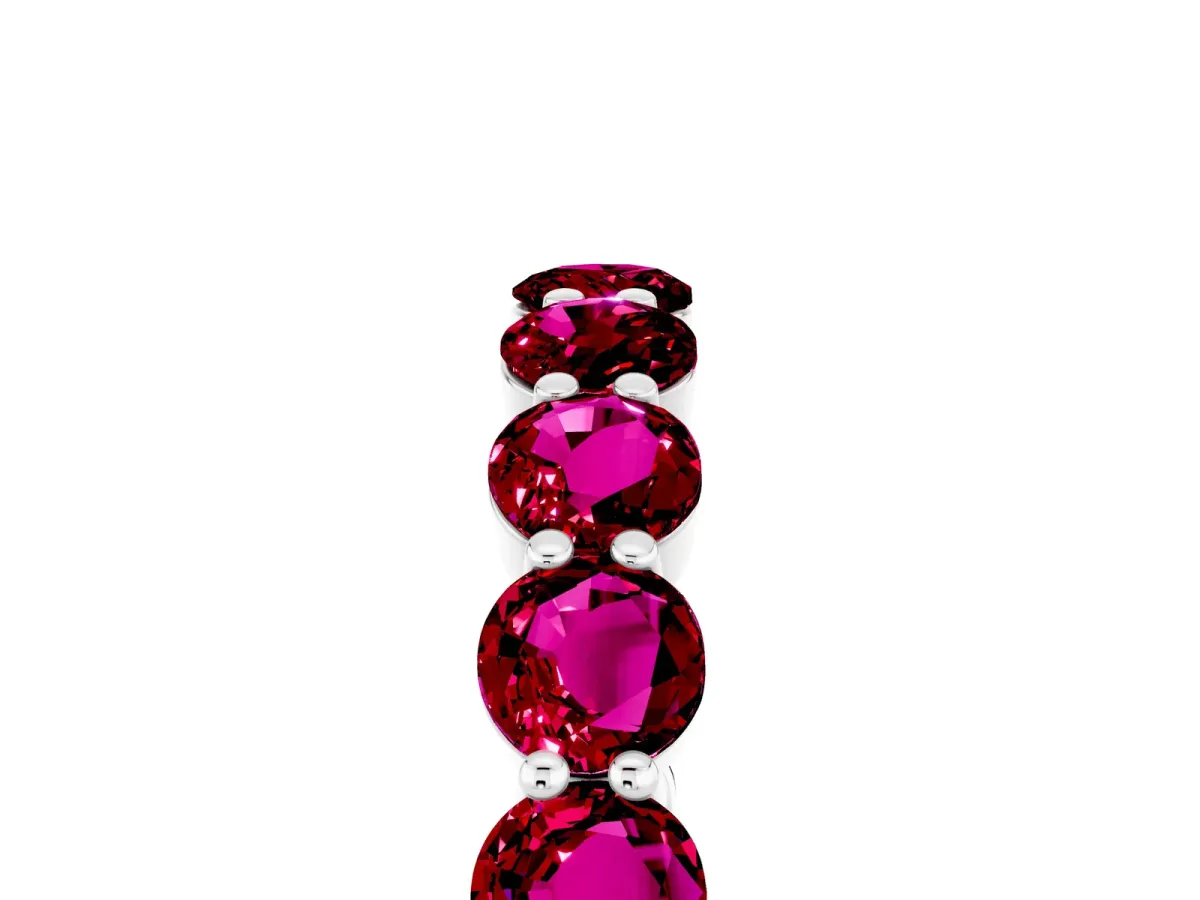 Round Garnet Eternity Band with U-Prong Setting Silver