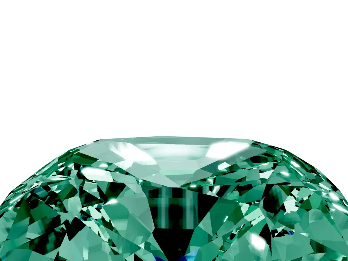 Cushion Cut Green Sapphire Scattered Round Accent Ring with Prong Setting Platinum