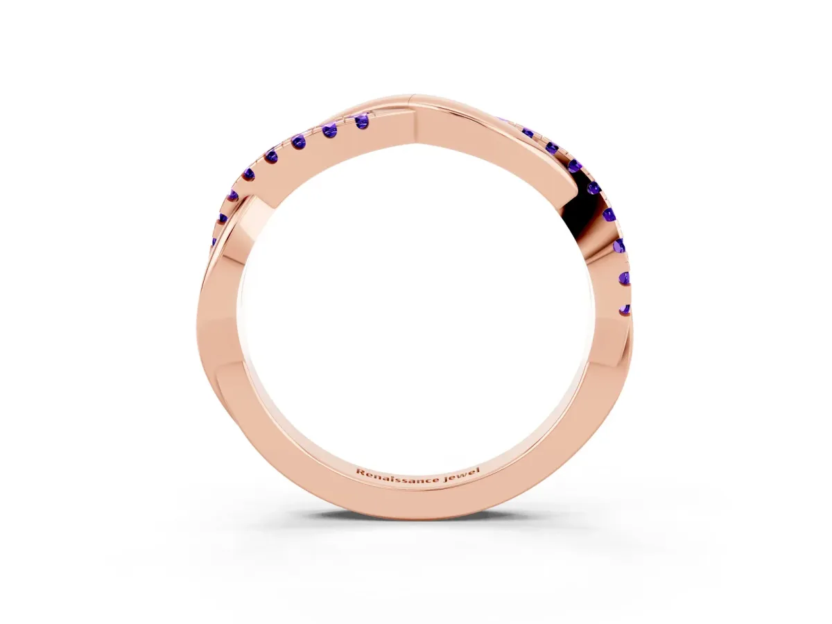 Round Tanzanite Twisted Infinity Band with Prong Setting Rose gold