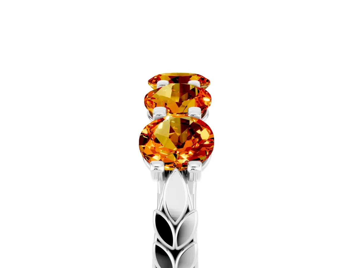 Five-Stone Round Citrine Prong-Set Band Platinum