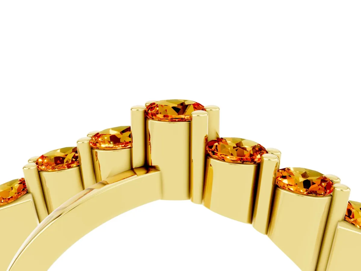 Round Citrine Prong-Set Crossover Band Yellow gold