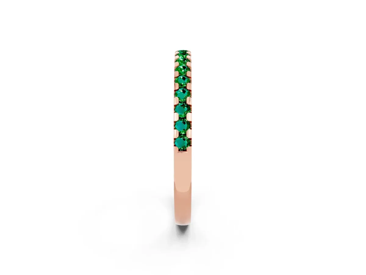Round Emerald Pavé Set Eternity Band with Micro Prong Setting Rose gold