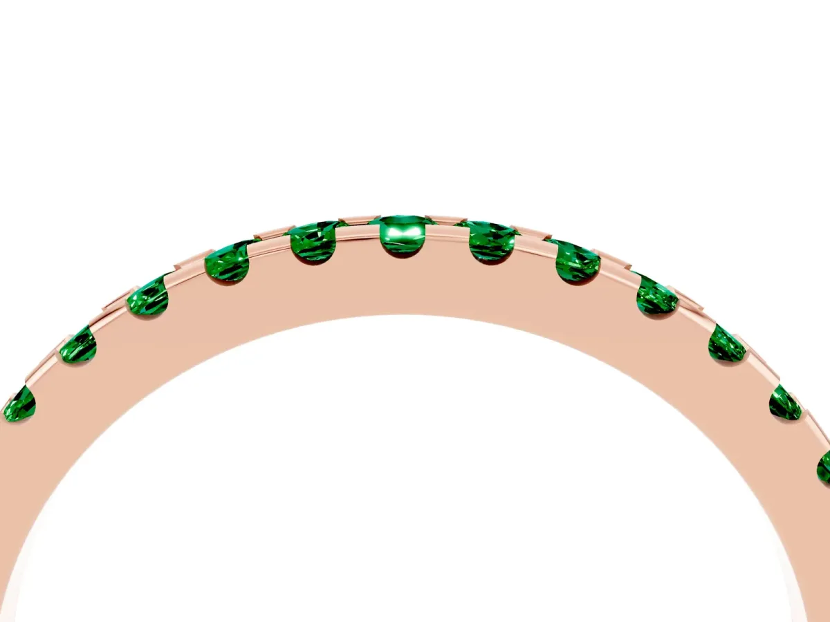 Round Emerald Pavé Set Eternity Band with Micro Prong Setting Rose gold