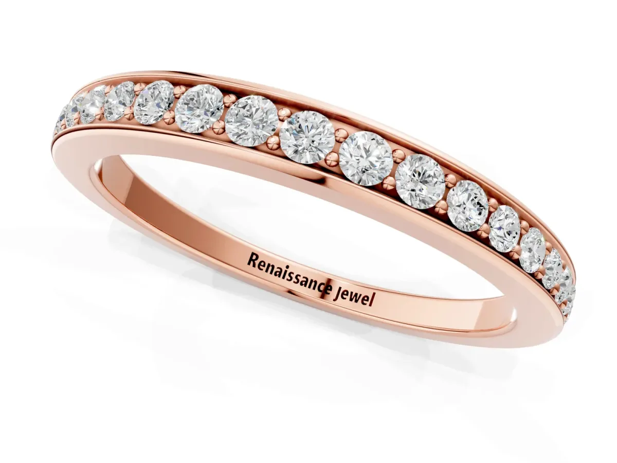 Pavé Round Diamond Eternity Band with Channel Setting Rose gold