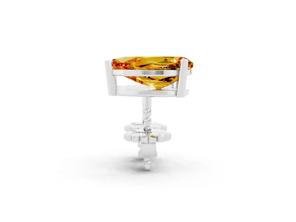 Pear Cut Citrine Stud Earrings Platinum