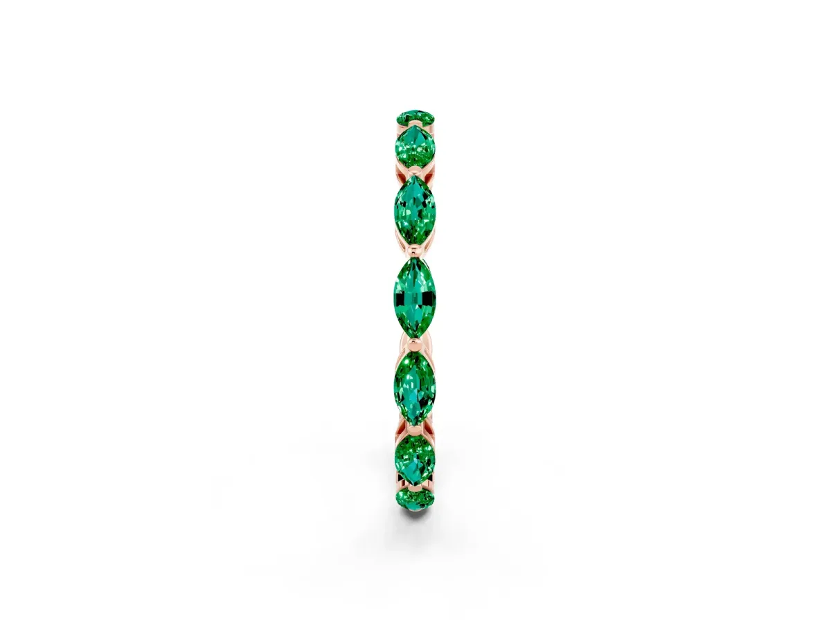 Marquise Emerald Eternity Band with U-Prong Setting Rose gold