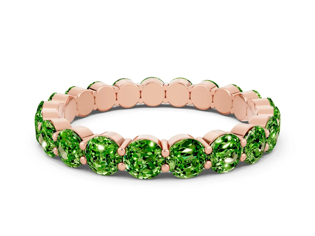 Round Peridot Eternity Band with U-Prong Setting Rose gold