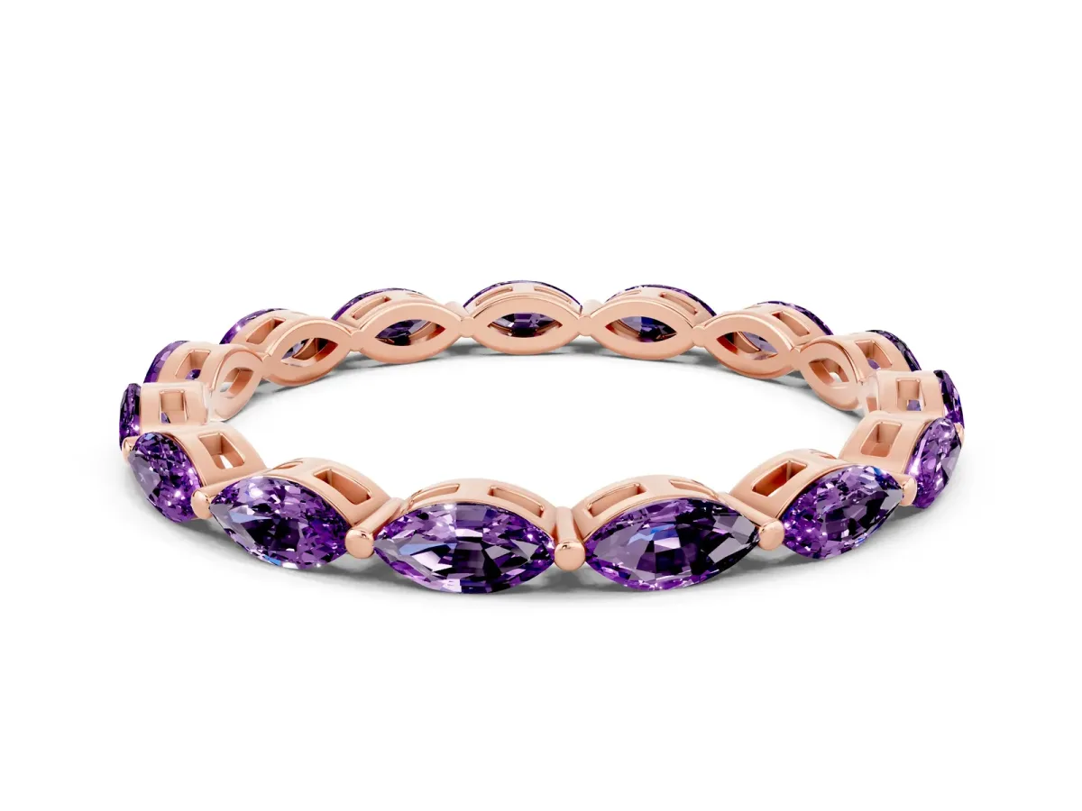 Marquise Amethyst Eternity Band with U-Prong Setting Rose gold