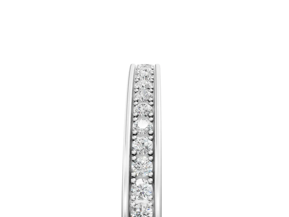 Channel Set Round Diamond Milgrain Engraved Band Platinum