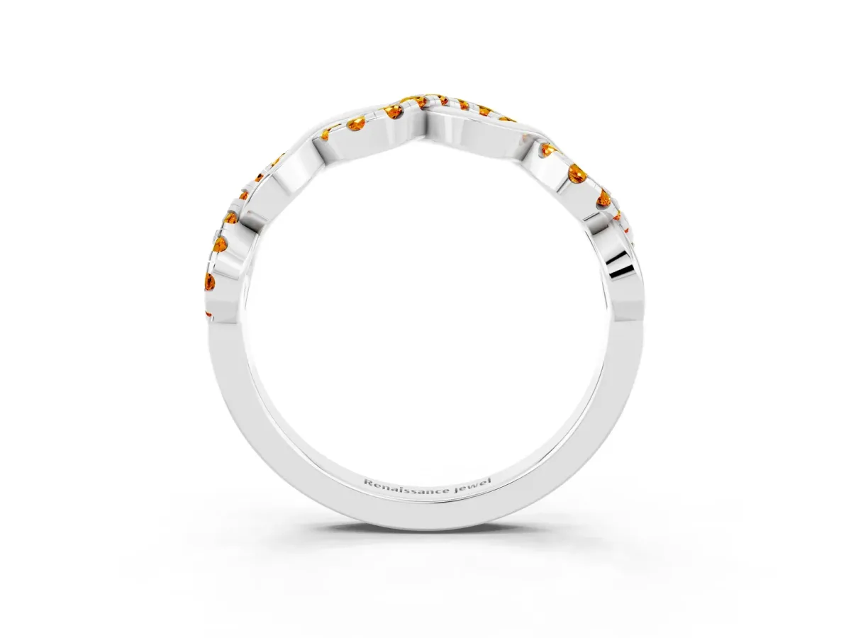 Twist Infinity Round Citrine Band with Pavé Setting White gold