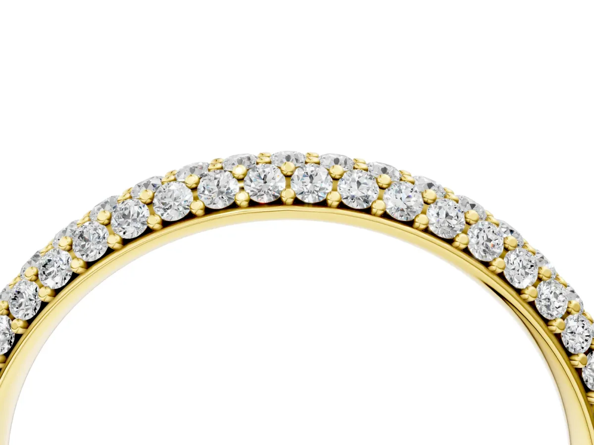Round Diamond Pavé Eternity Band with Shared Prong Setting Yellow gold