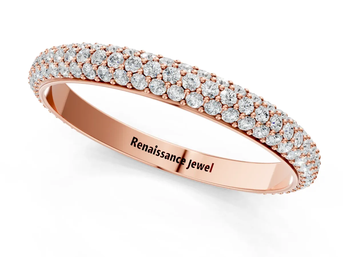 Three-Row Round Diamond Pavé Eternity Band Rose gold