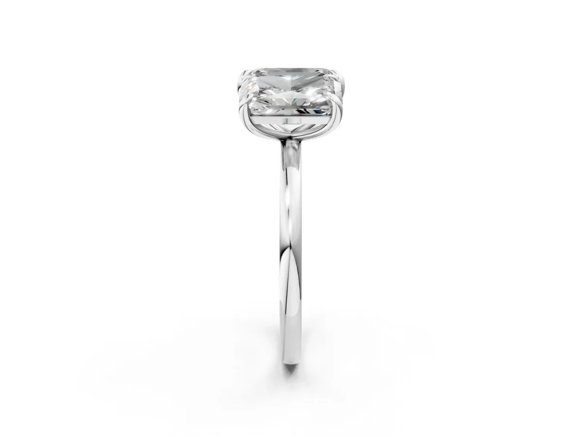 Emerald and Radiant Toi Moi Ring with Prong Setting and Plain Band Platinum