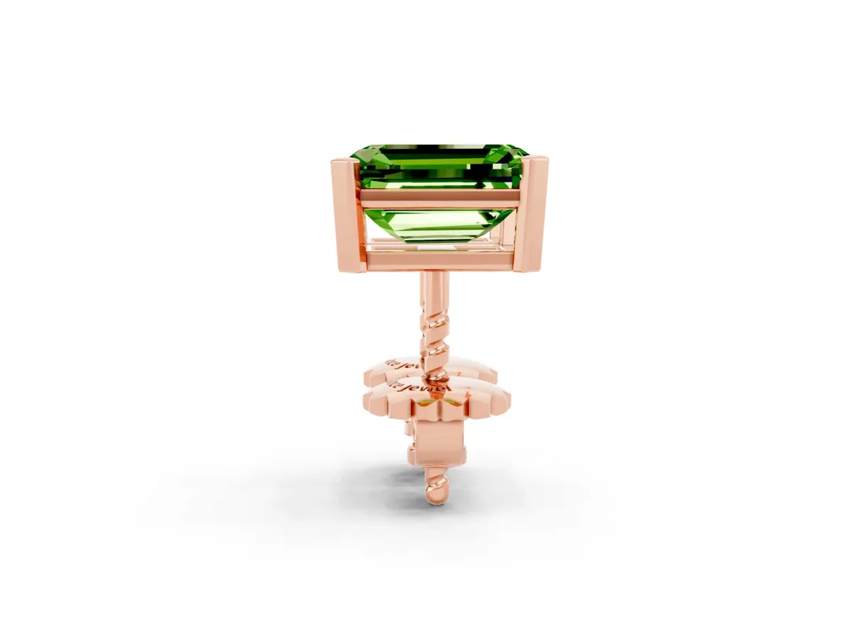 Emerald Cut Peridot Stud Earrings Rose gold