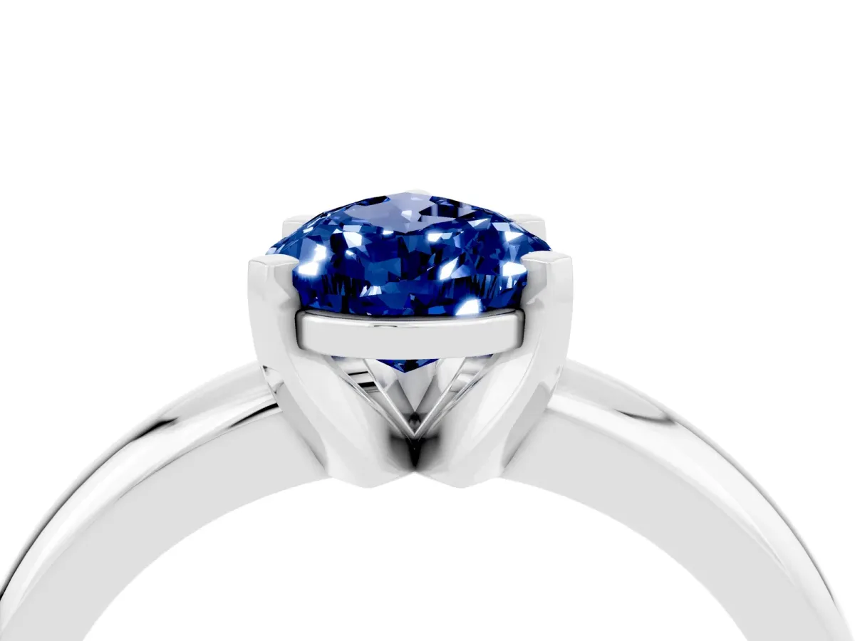 Round Green Sapphire Leaf Eternity Band with Bezel Setting Silver