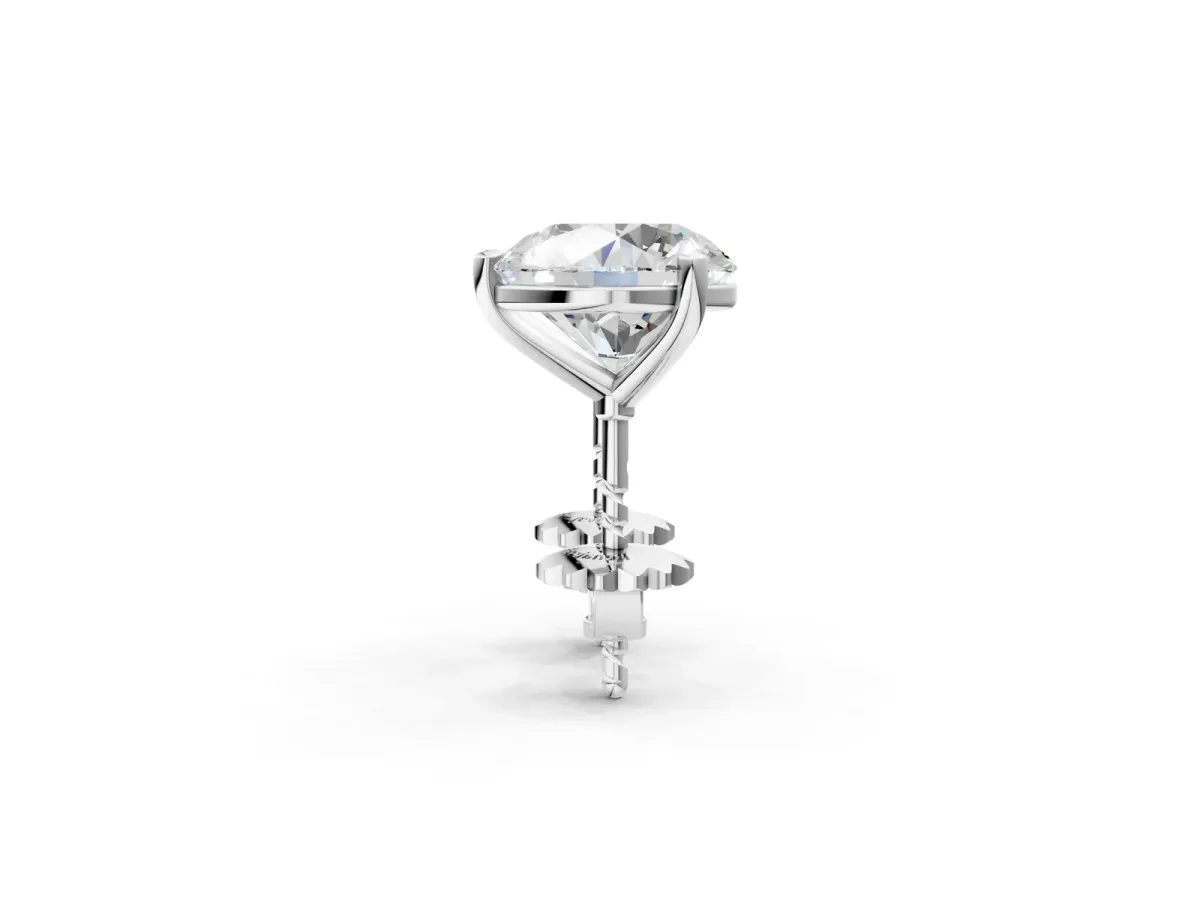 Round Brilliant Diamond Martini Stud Earrings Silver