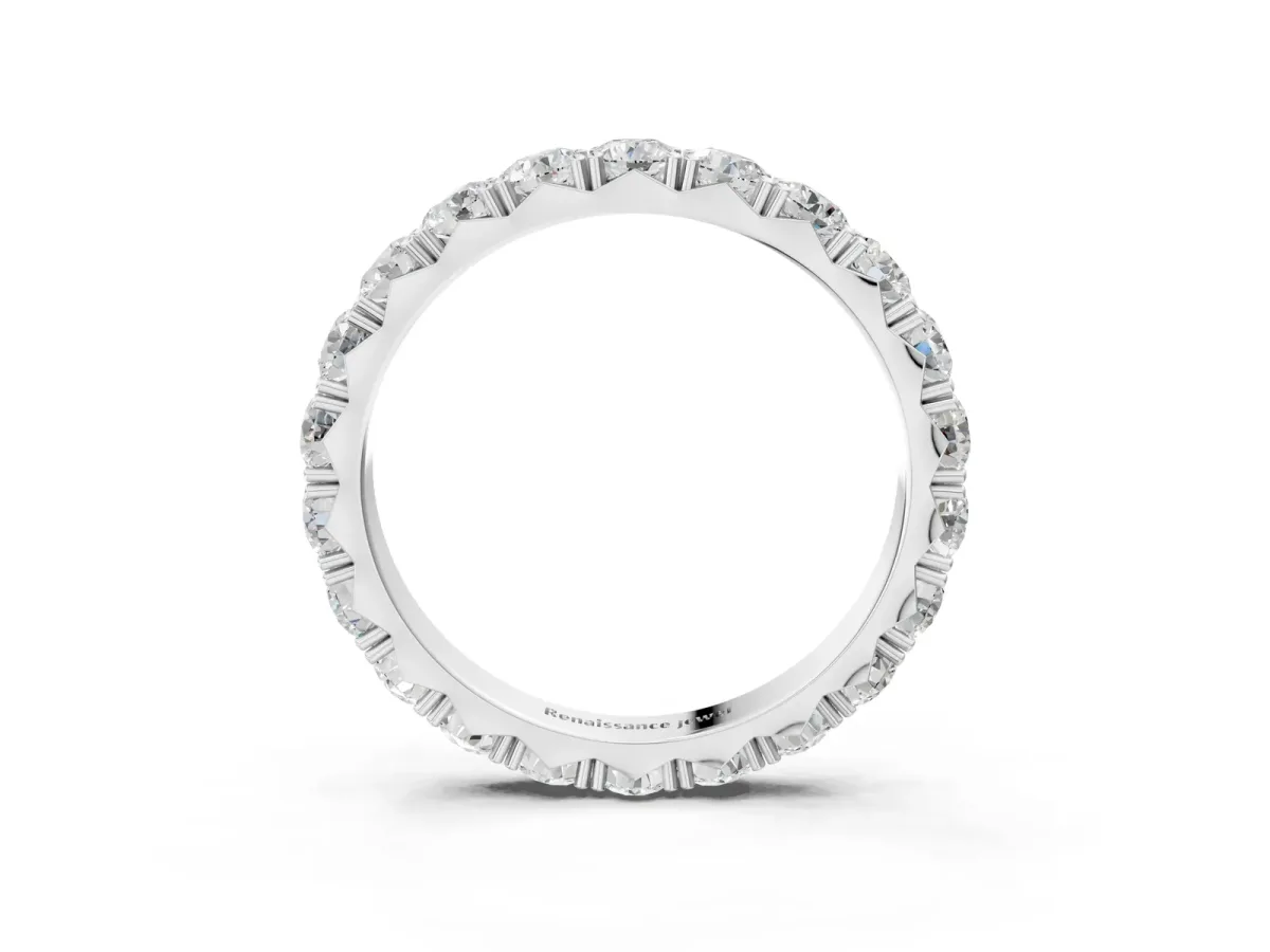 Round Diamond Eternity Band with Pavé Setting and Shared Prong White gold