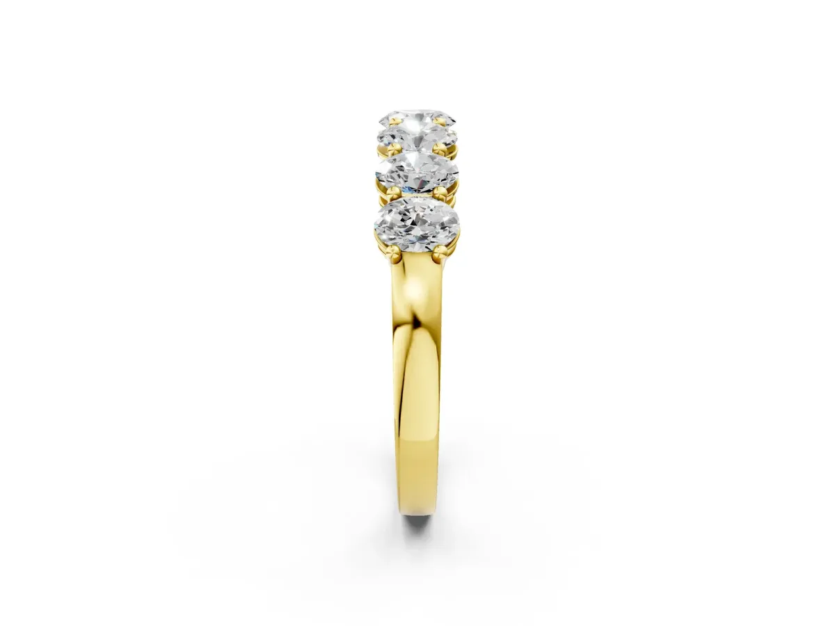 Oval Diamond Shared Prong Eternity Band Yellow gold