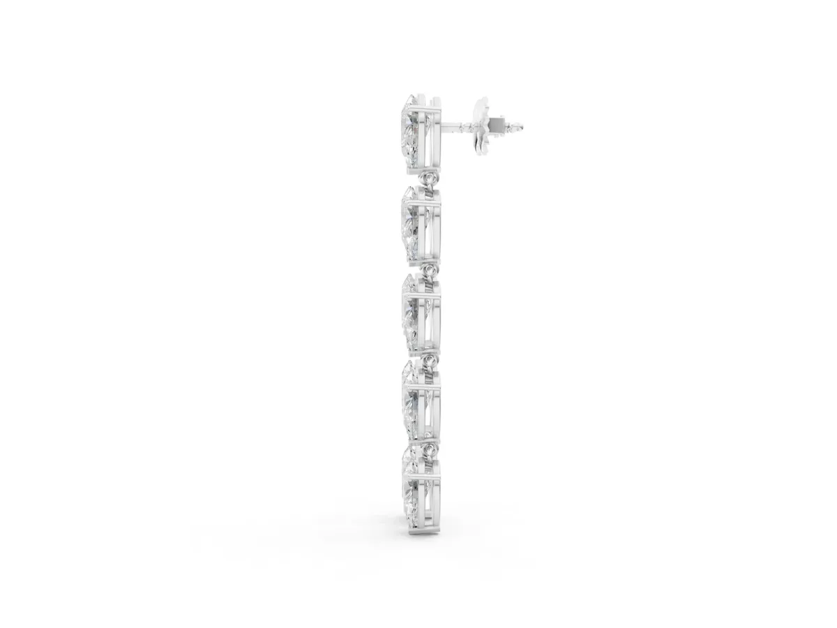 Pear Diamond Dangle Earrings with Pear Diamond Accents Platinum