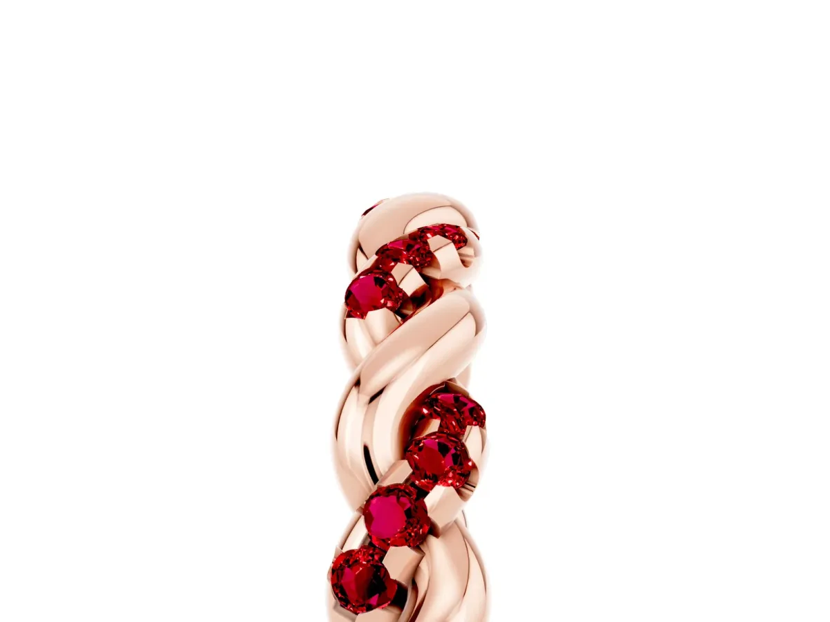 Twisted Pavé Round Ruby Eternity Band Rose gold