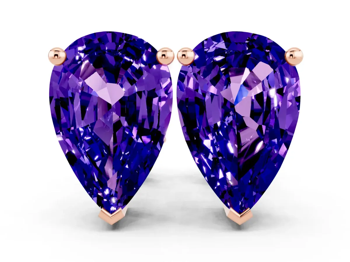 Pear Cut Tanzanite Stud Earrings Rose gold