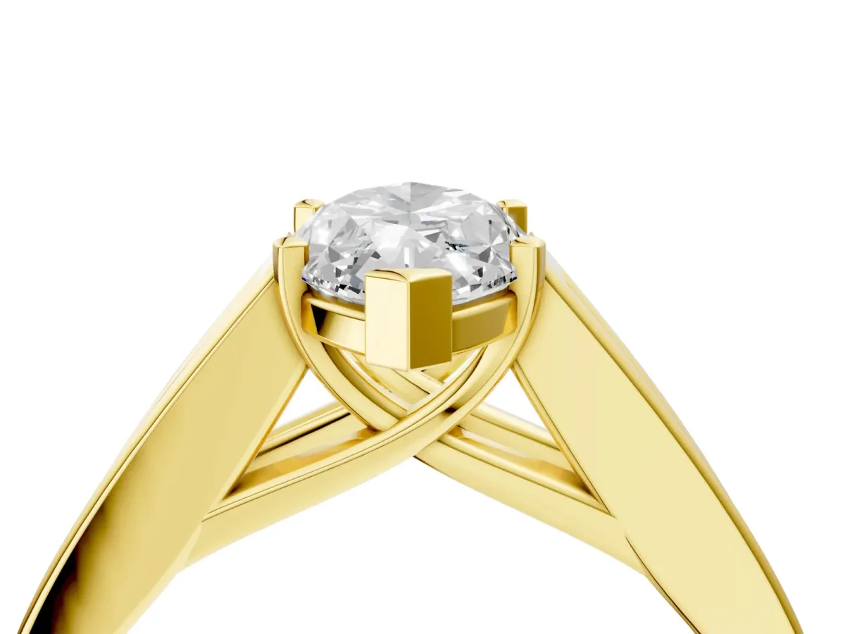 Marquise Cut Cut Channel Set Solitaire Ring with Four-Prong Setting Yellow gold
