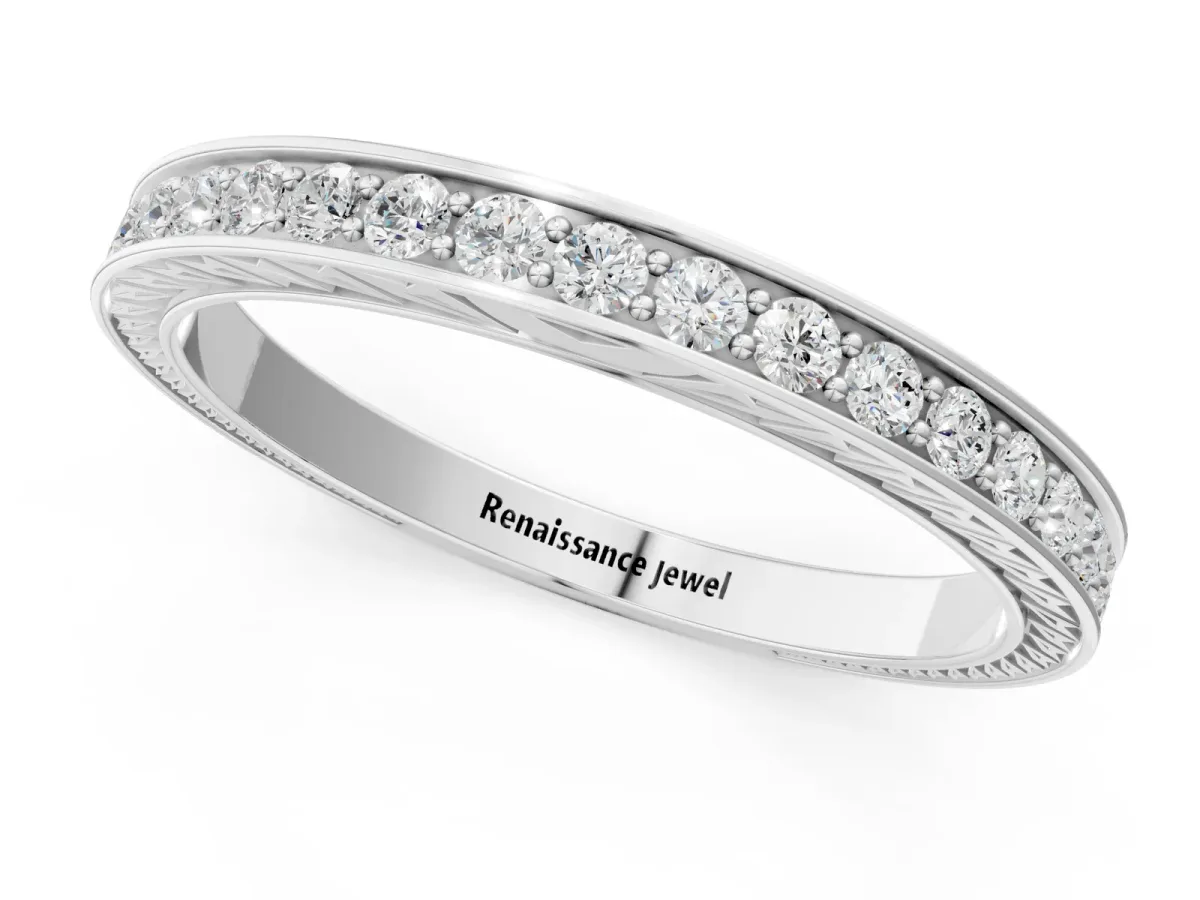 Round Cut Diamond Pavé Eternity Band with Channel Setting Platinum