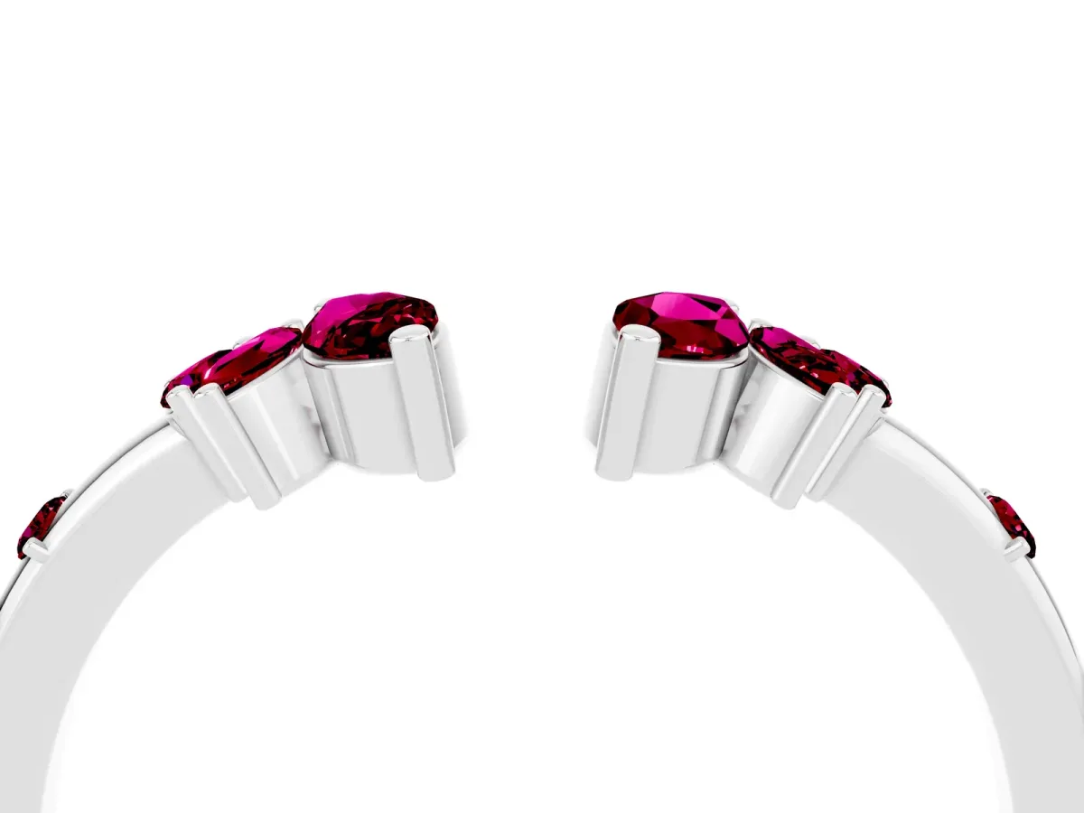 Open Marquise Cluster Garnet Band with Prong Setting Silver